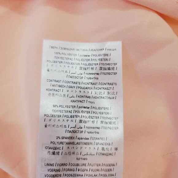 NEW Guess Sheer Chiffon Corset Bardot Milkmaid Peasant Mini Dress in Peach Large - Picture 13 of 14